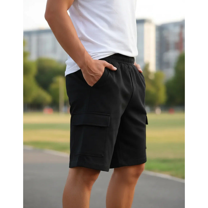 Bermuda Negro Bolsa Lateral Hombre 90334