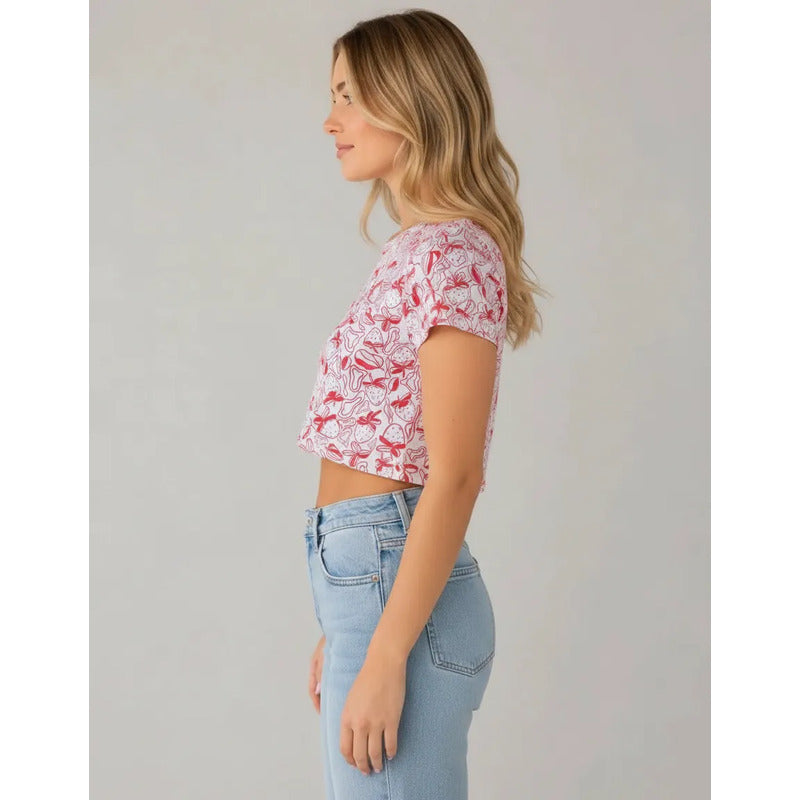 Playera Mujer 891eg Crop Fresa