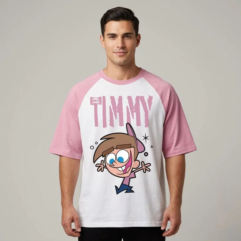 Playera Hombre 839gf Padrinos Magicos Ranglan Oversize Hueso Xl