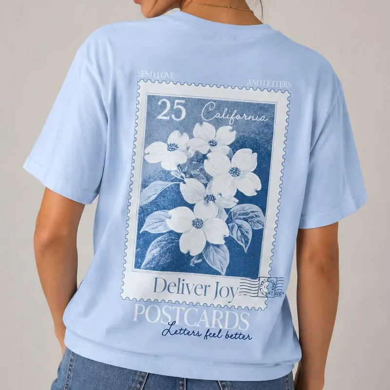 Playera Azul Doble Estampa Mujer 90616 Write Me A Note