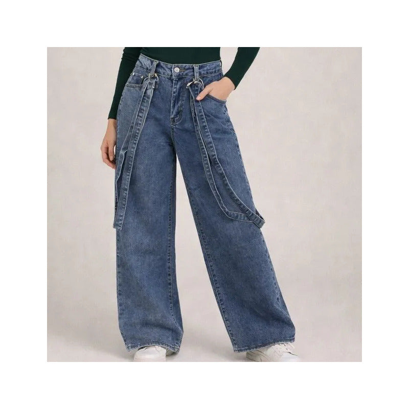 Mom Jeans Azul Holgado Mujer H741