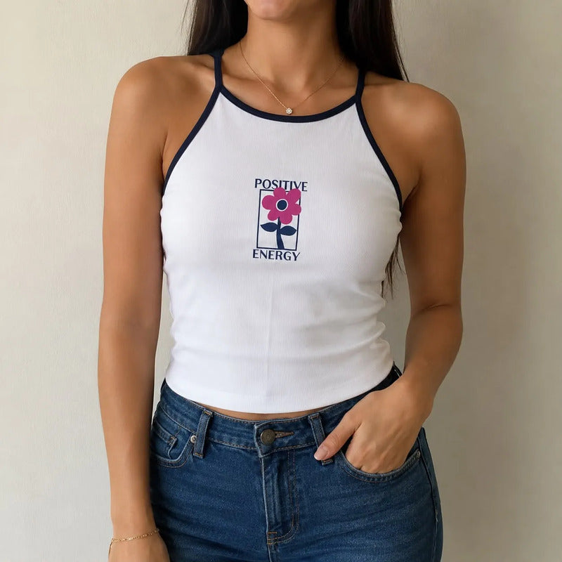 Tank Top Blanco Positive Energy Mujer