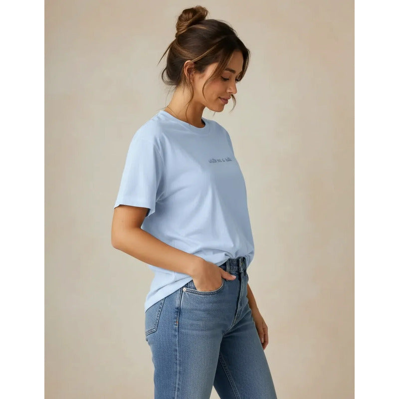 Playera Azul Doble Estampa Mujer 90616 Write Me A Note