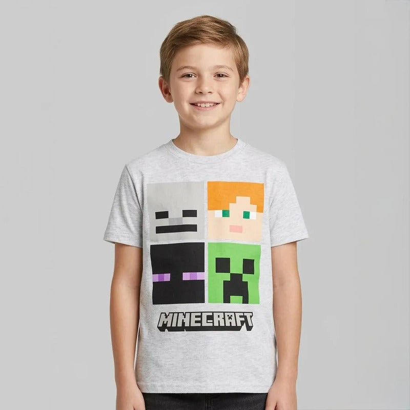 Playera Nno 845de Minecraft Gris Gris 10