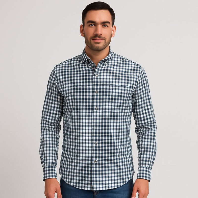 Camisa Ml Verde Cuadros Hombre 500016ver