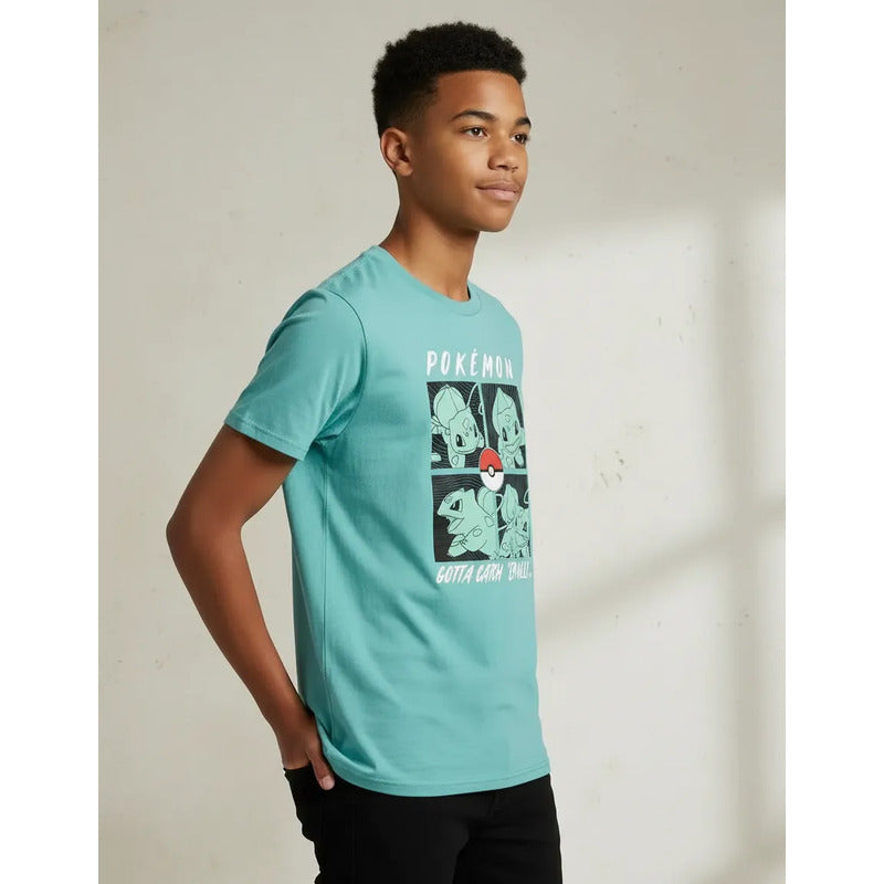 Playera Pokémon Juvenil Para Niño Modelo 848