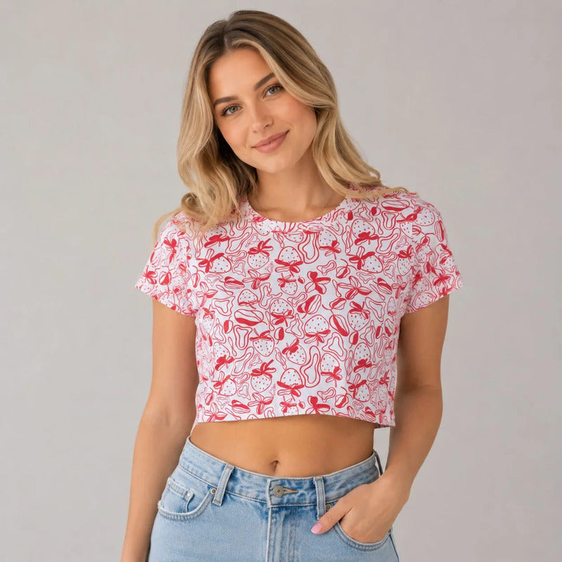 Playera Mujer 891eg Crop Fresa