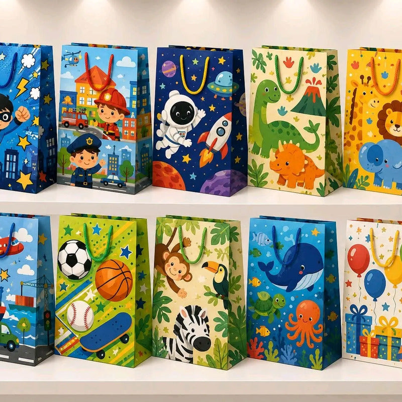 80 Bolsas Para Regalo, Papel Couché, Surtido De Modelos