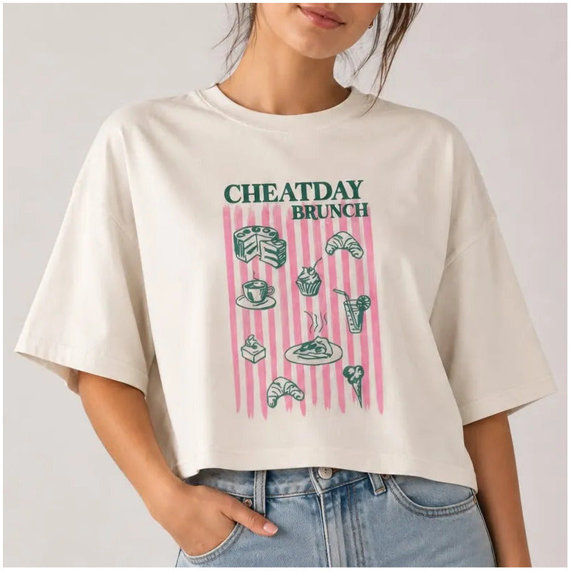 Playera Mujer 891ny Crop Boxy Hueso