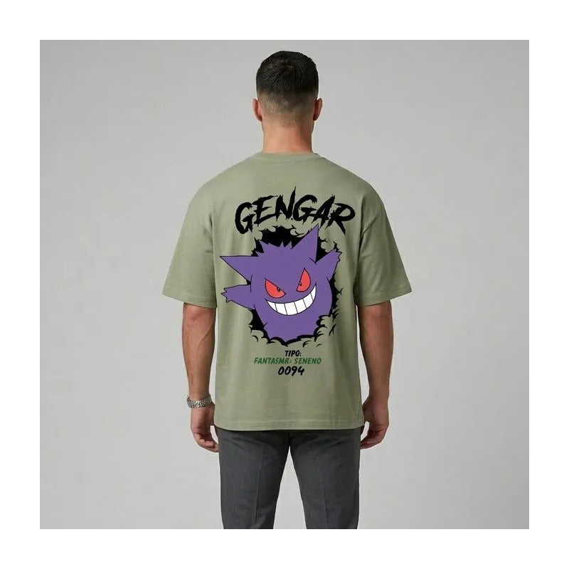 Playera Hombre 844to Oversize Pokemon Gengar Verde G