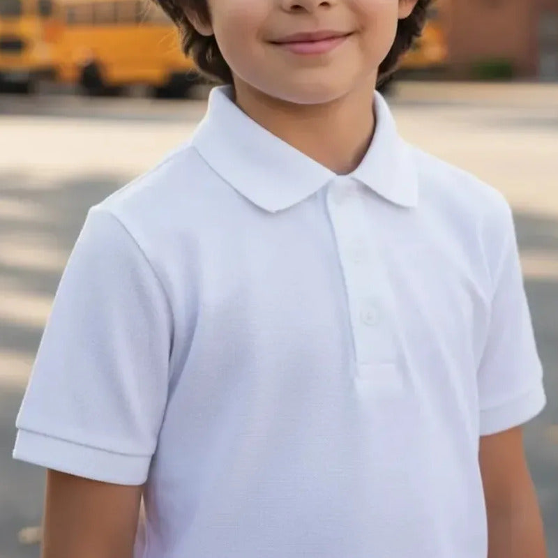 Paquete De 12 Playeras Cuello Polo Escolares Para Niño
