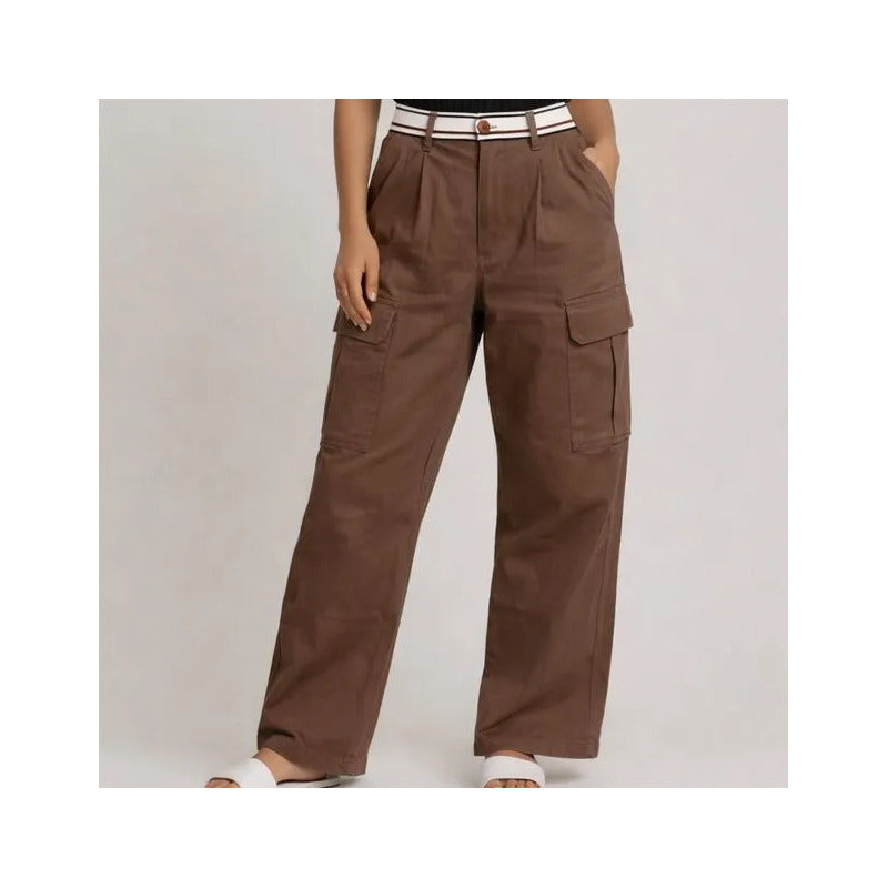 Mom Jeans Cafe Cargo Mujer Su4573