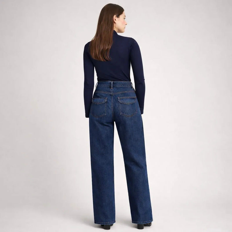 Mom Jeans Azul Holgado Mujer Su3901