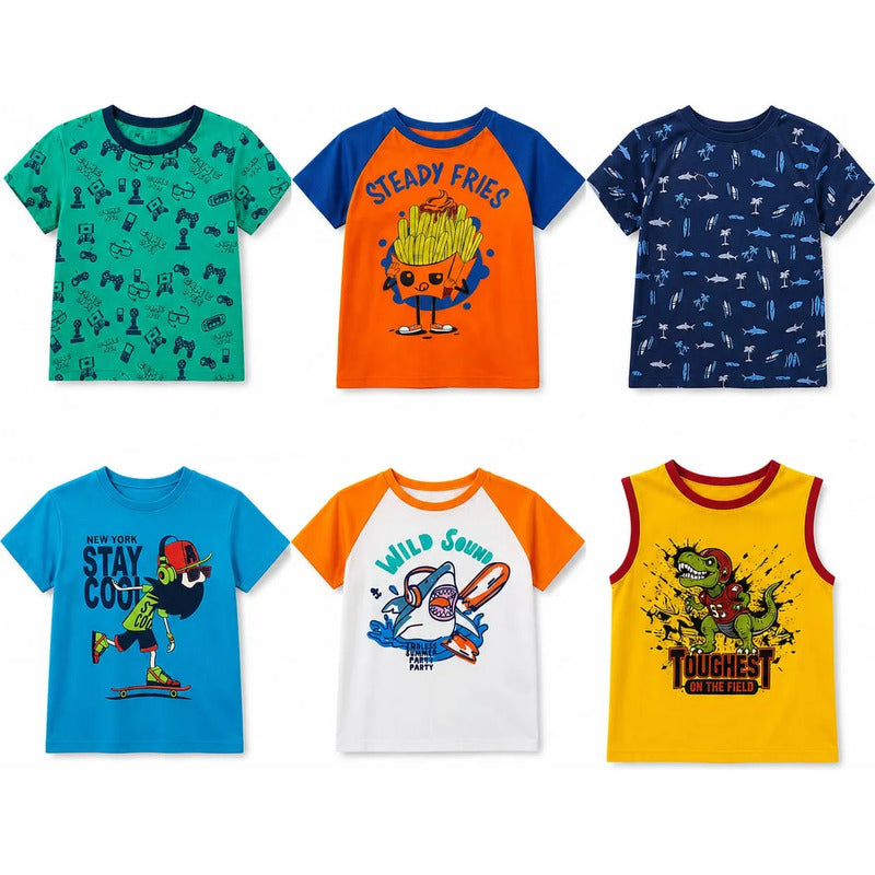 Paquete Armado De 3 Playeras Estampadas Para Niño