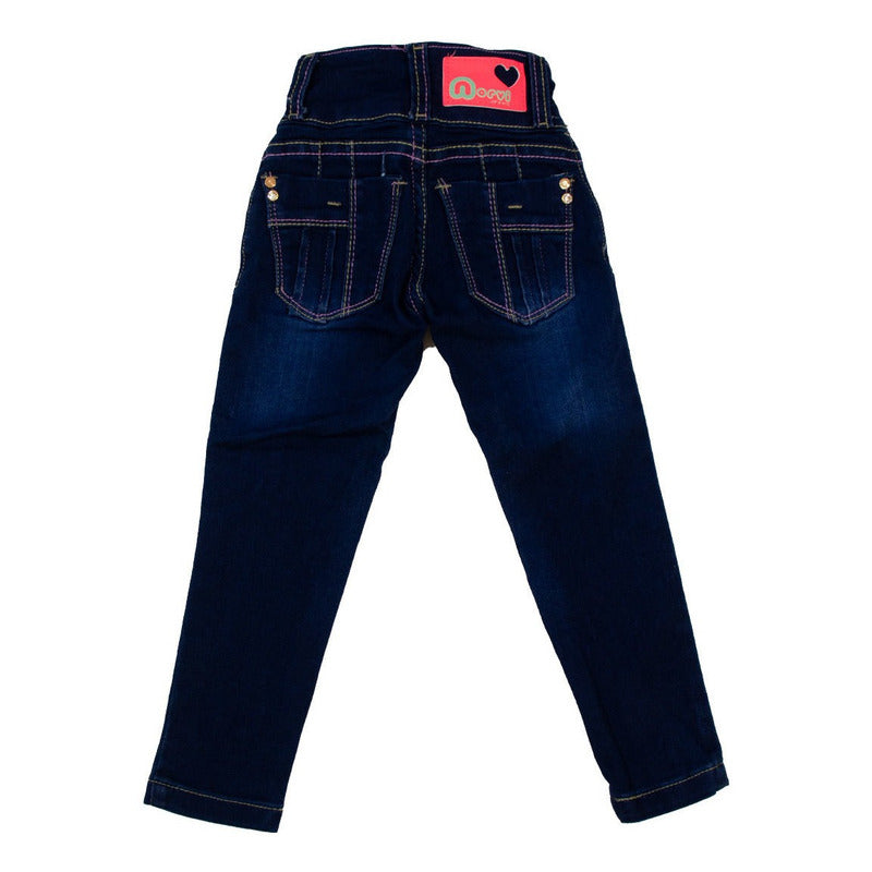 Jeans Liso Dos Botones Para Juvenil Niña
