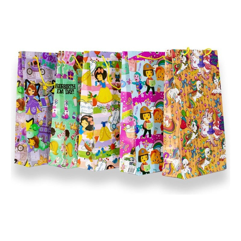 36 Bolsas Para Regalo, Papel Couché, 3 Tamaños Paquete