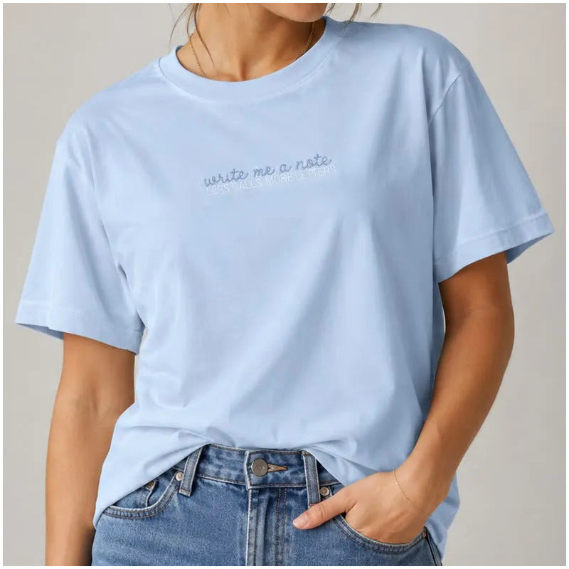 Playera Azul Doble Estampa Mujer 90616 Write Me A Note