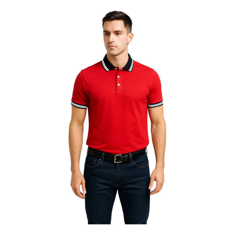 Playera Cuello Polo Rojo Hombre Ra25p39
