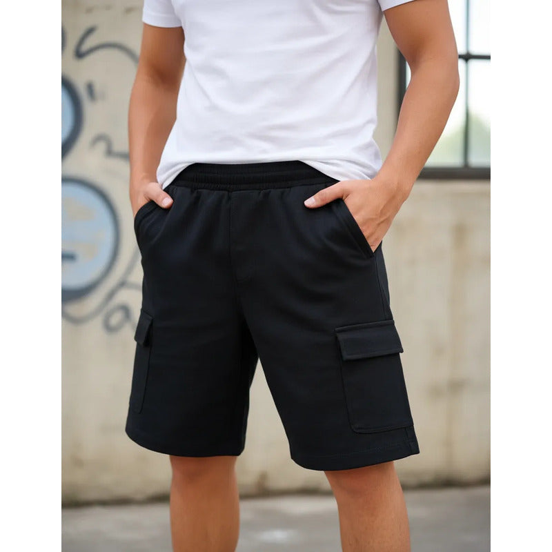 Bermuda Negro Bolsa Lateral Hombre 90334