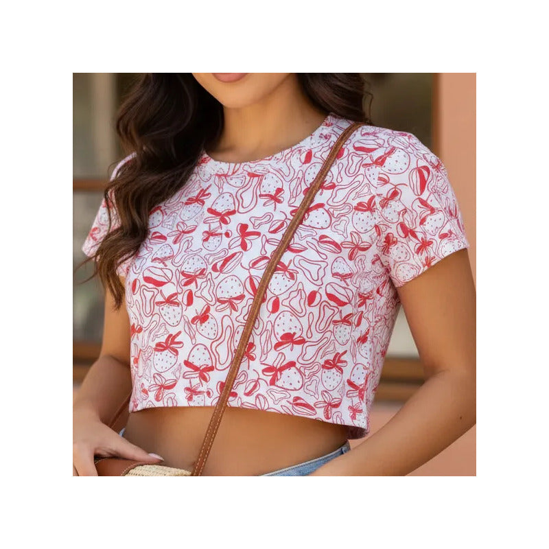 Playera Mujer 891eg Crop Fresa