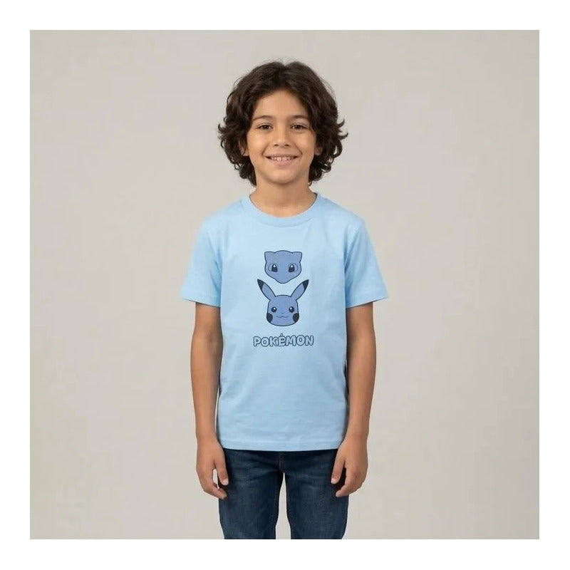 Playera Nno 846of Pokemon Pikachu Y Mew Azul