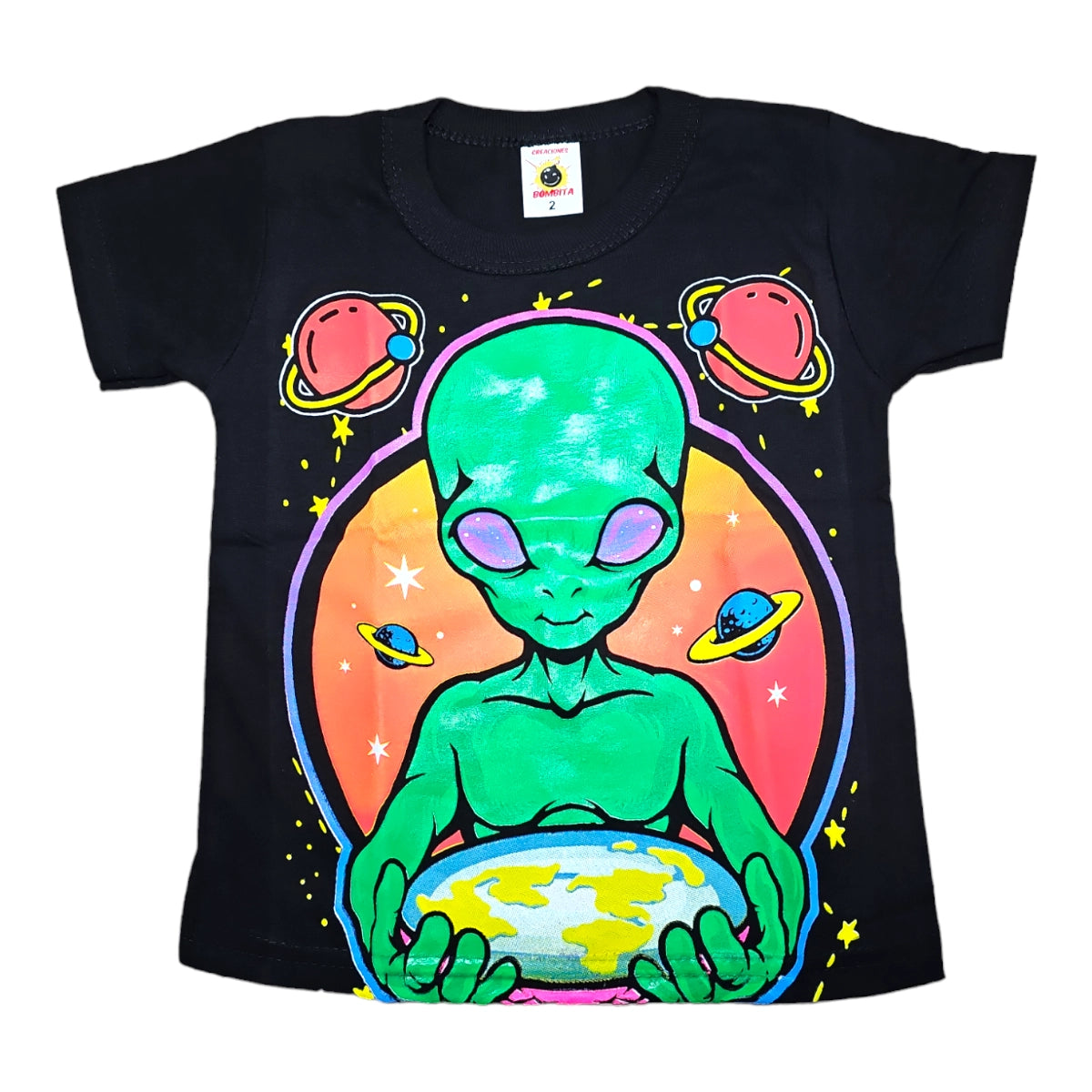Playera Bombita Estampado Neon Para Niño