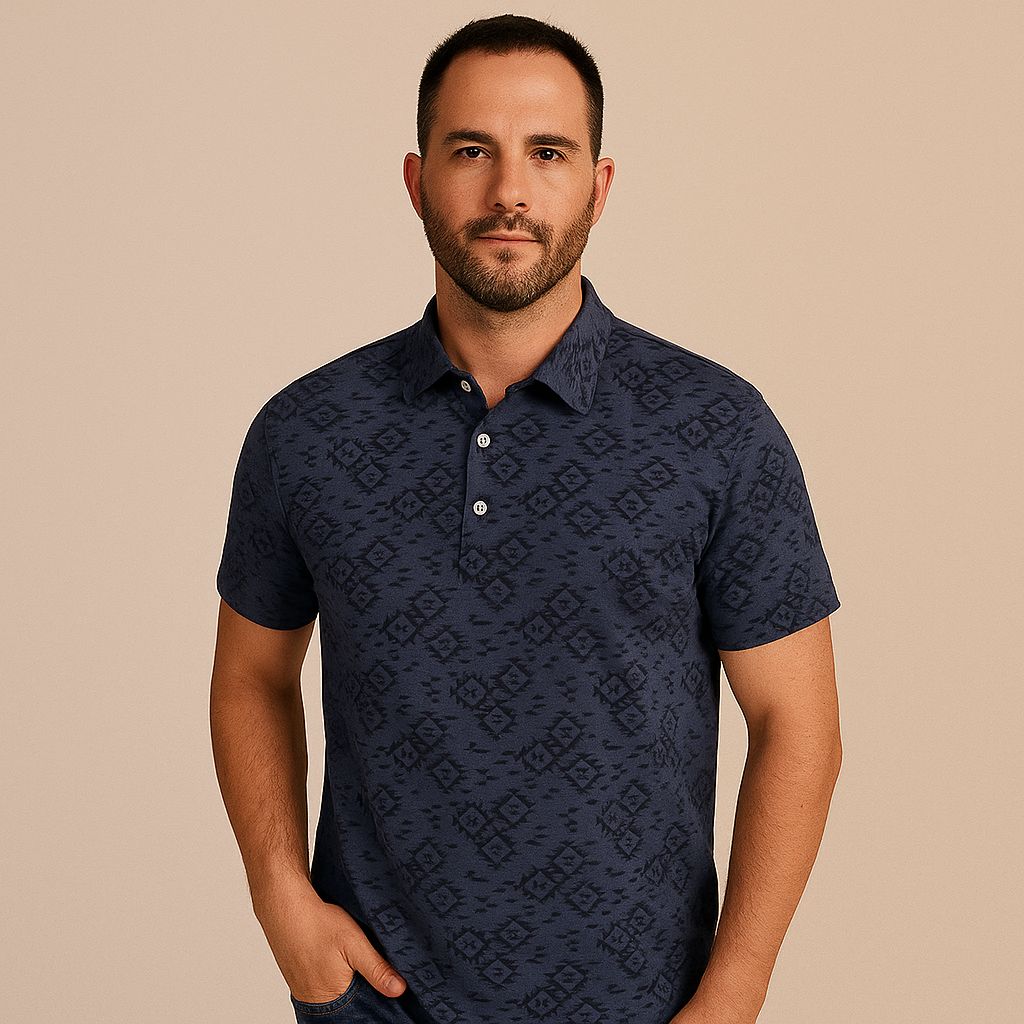 Polo Hombre 370jf Estampada Azul-marino