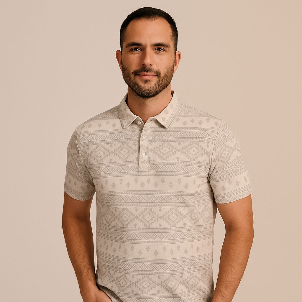 Polo Hombre 370jf Estampada Beige