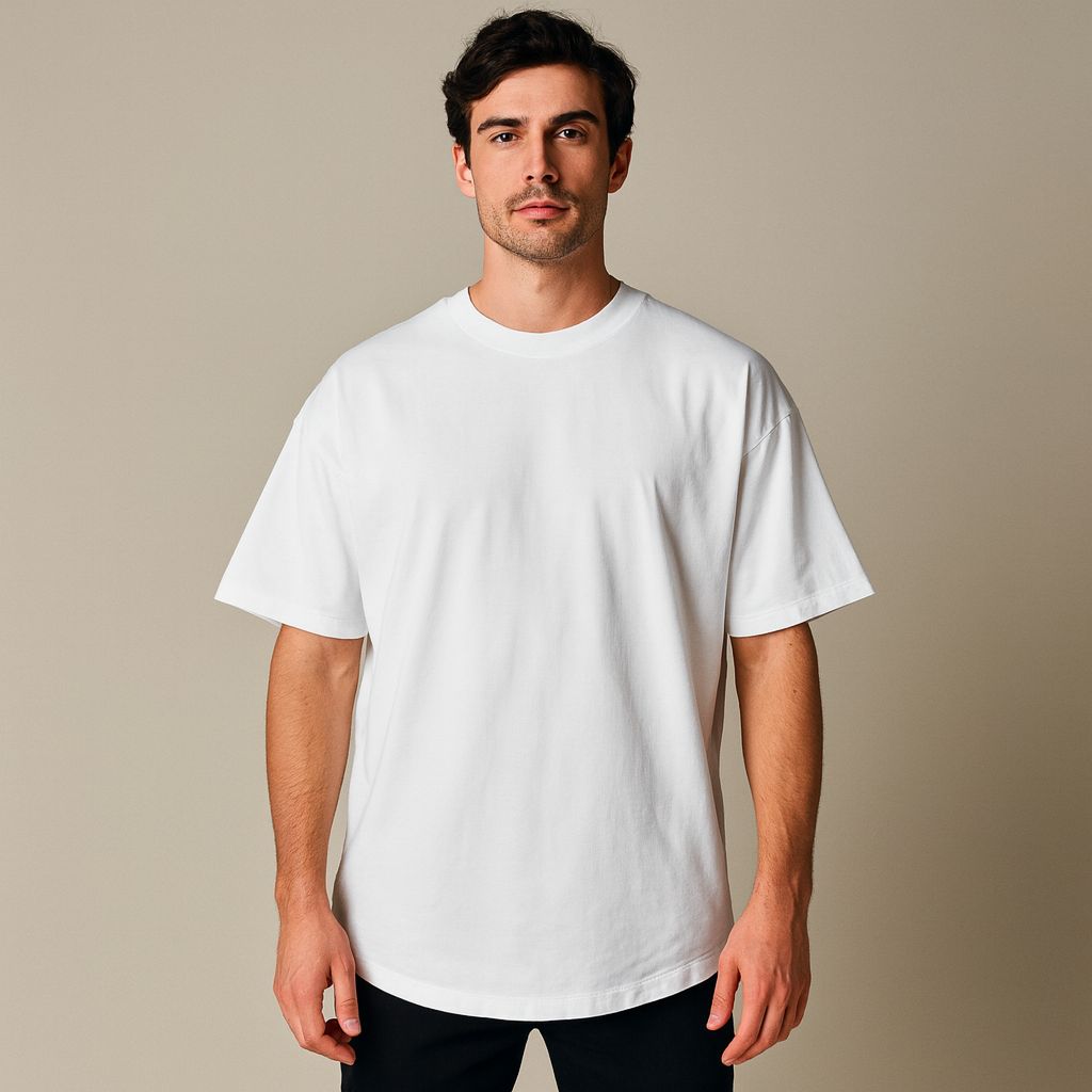 Playera Hombre 370pm Blanco Oversize Basic