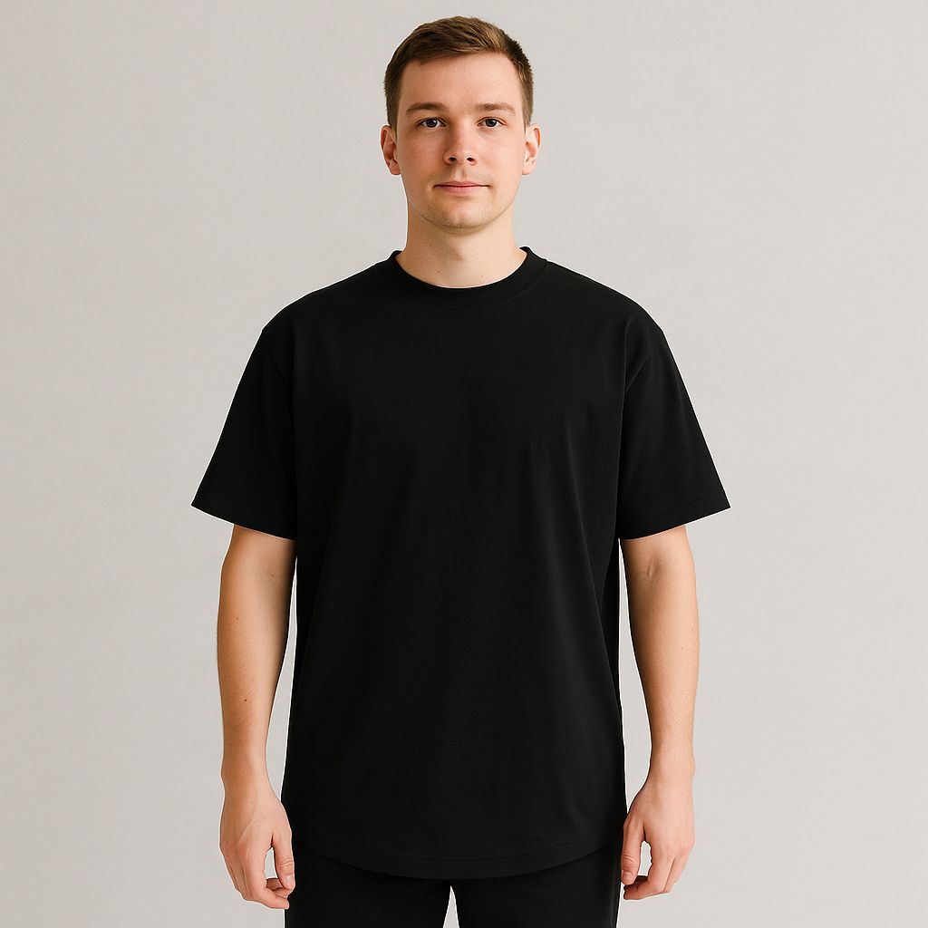 Playera Hombre 370pm Negro Oversize Basic