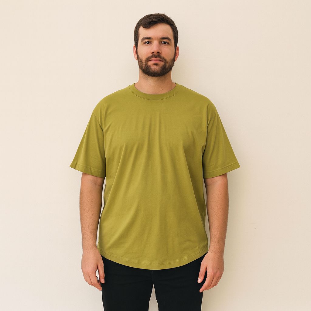 Playera Hombre 370pm Verde Oversize Basic