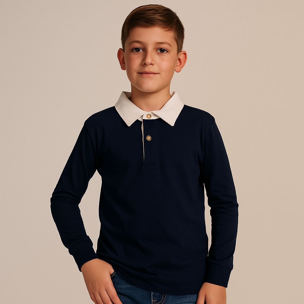 Polo Nno 370ra Ml Azul-marino