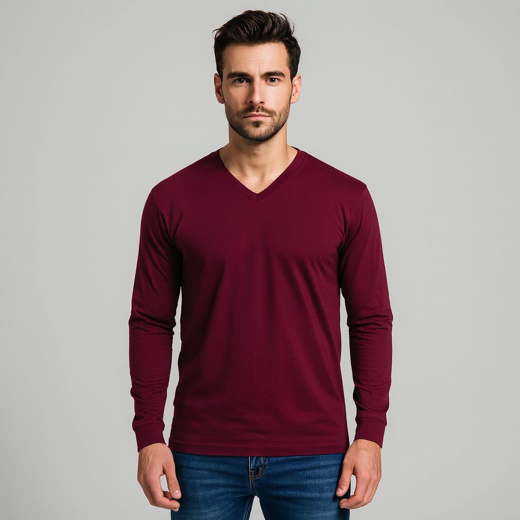 Playera Ml Hombre 38911 Cv Rojo-vino