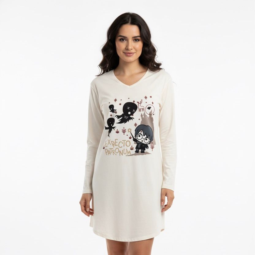 Camison Mujer 838pi Ml Harry Potter Hueso