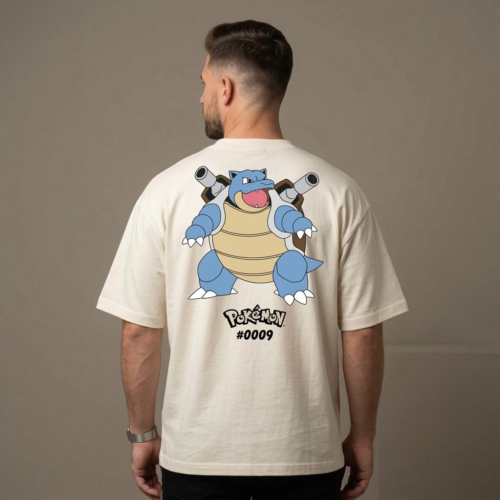 Playera Hombre 845wz Oversize Pokemon Blastoise Hueso M