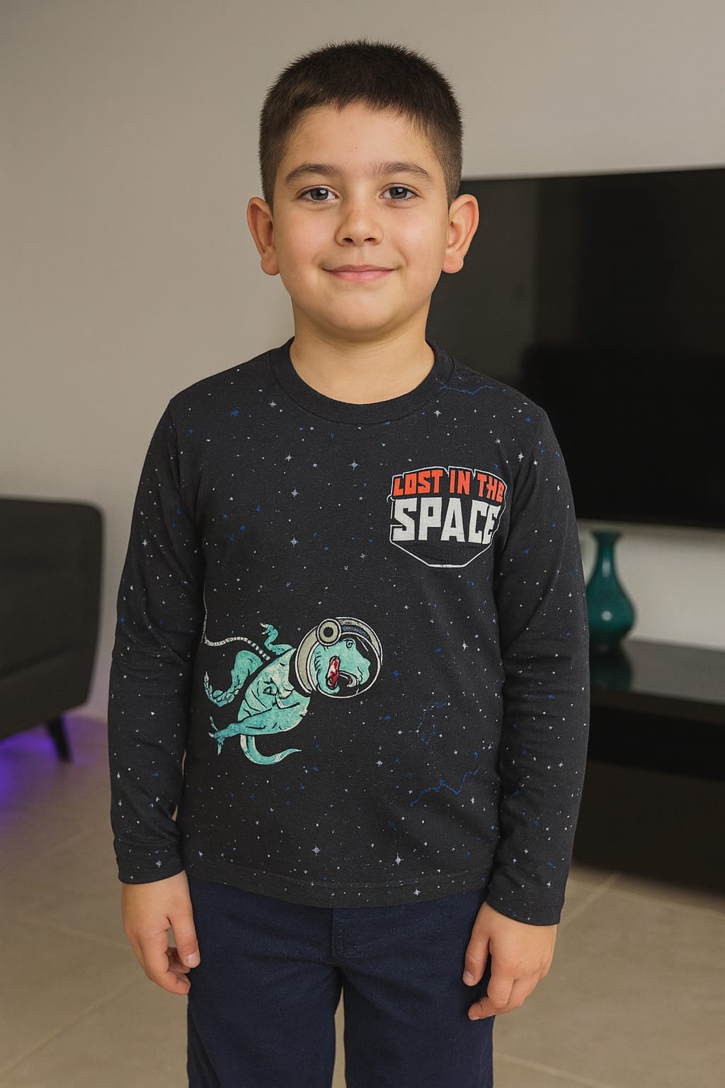 Playera Ml Estampado Continuo Nno 90550