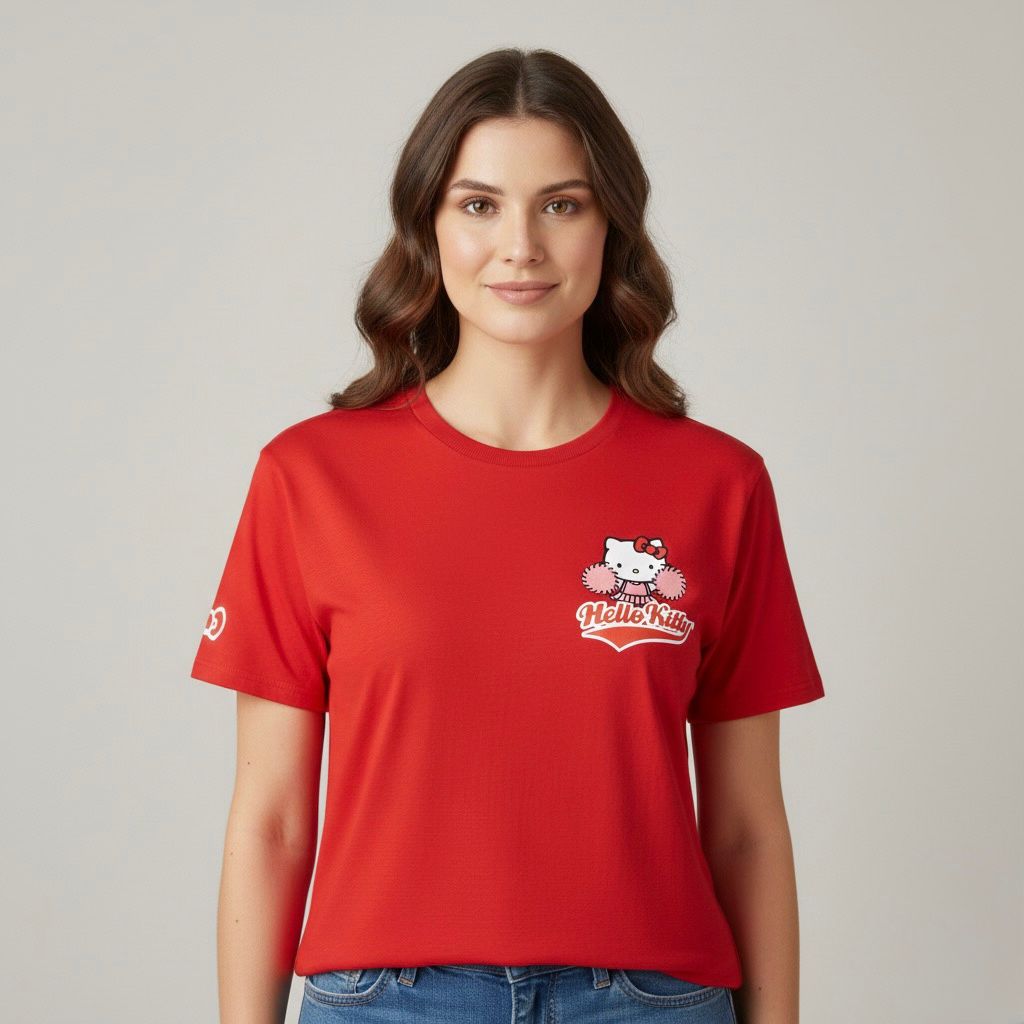 Playera Rojo Hello Kitty Doble Mujer 90616