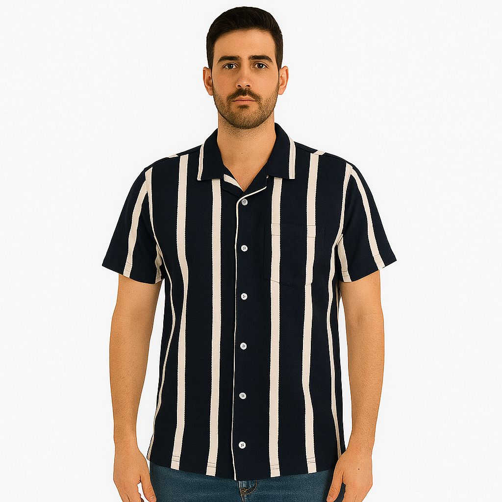 Camisa Marino/beige Hombre Afi25700mar