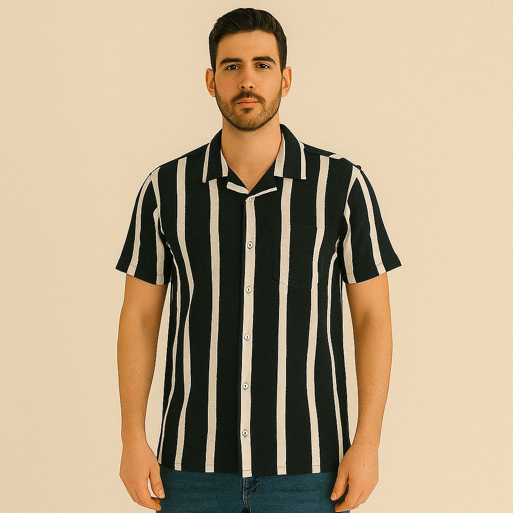 Camisa Negro/beige Hombre Afi25700neg