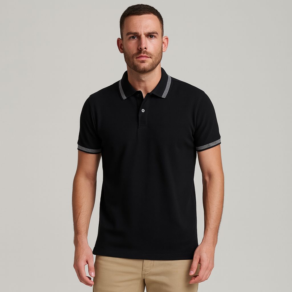 Polo Negro Hombre Afi25815neg