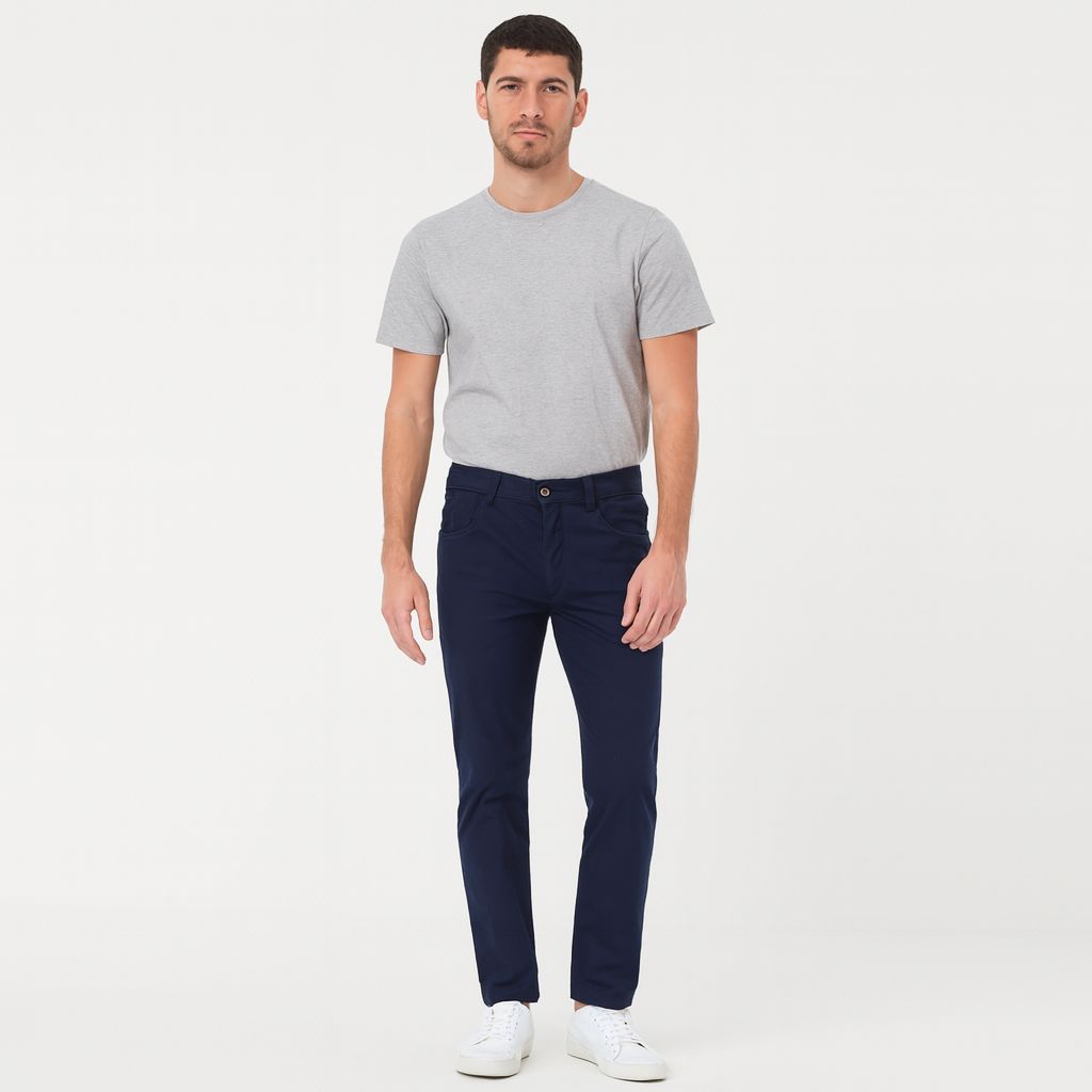 Pantalon Azul Gabardina Hombre Afj24102az