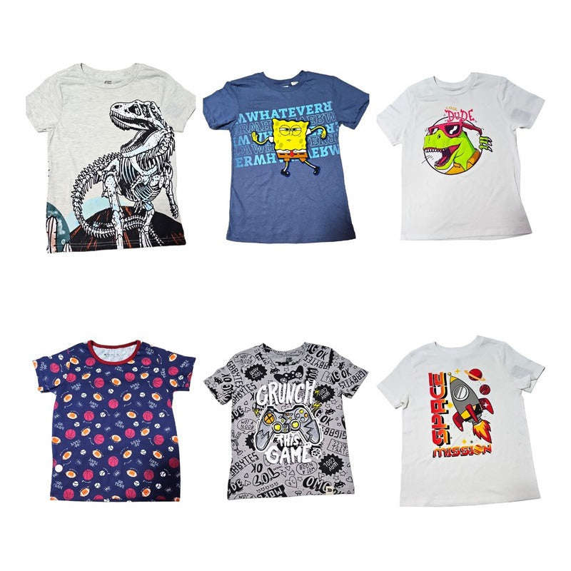 Paquete De 3 Playeras Estampadas Para Niño O Niña