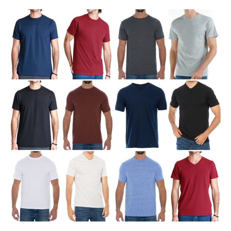 48 Playeras Basicas Cuello Redondo Y V Hombre + Regalo
