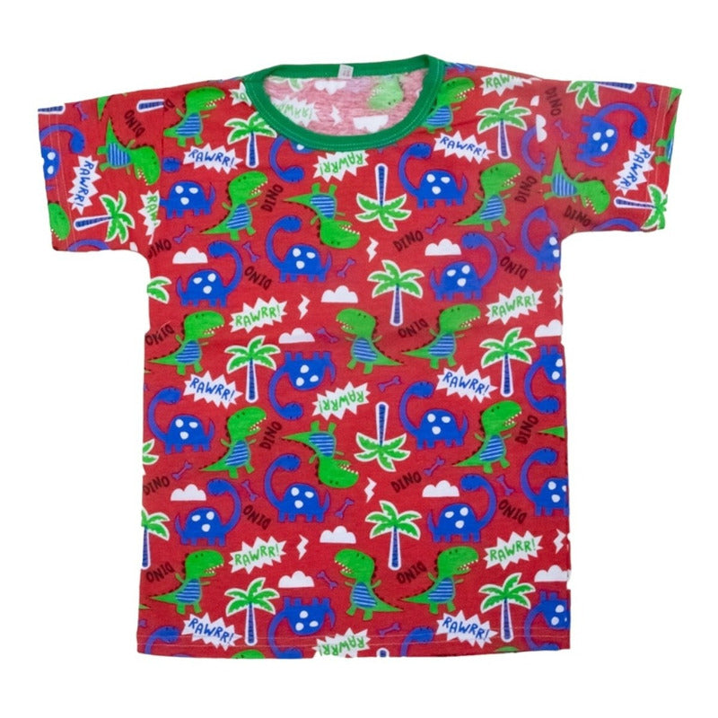 3 Playeras Estampado Dinos Para Niño