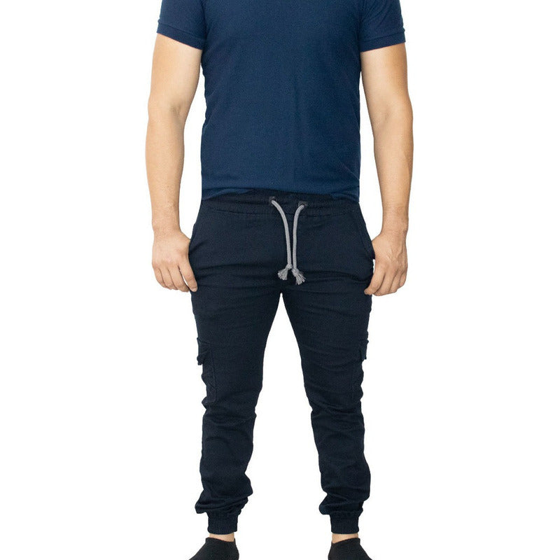 Jogger Gabardina Cargo Bolsa Lateral Para Hombre