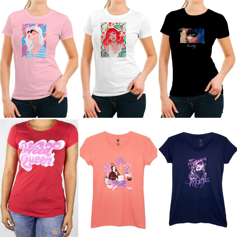 Paquete De 6 Playeras Estampadas Para Mujer