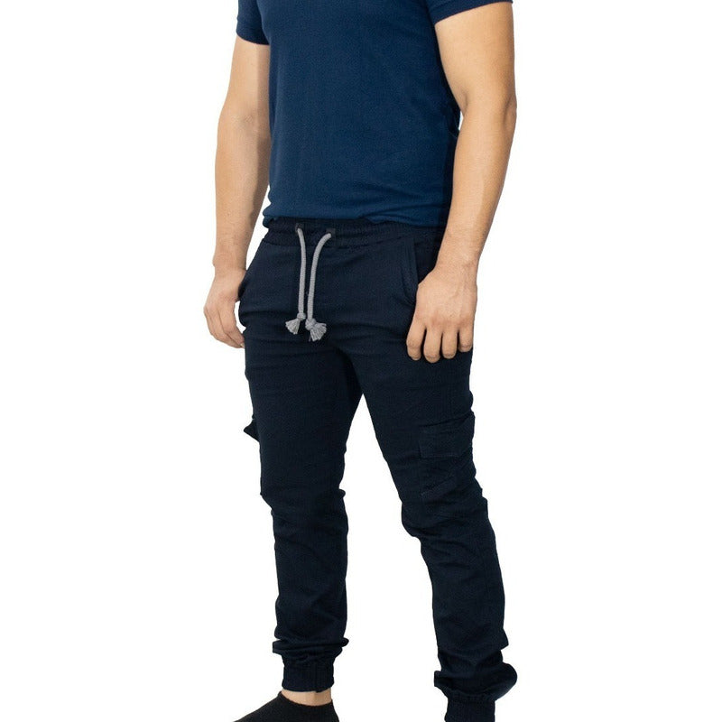 Jogger Gabardina Cargo Bolsa Lateral Para Hombre