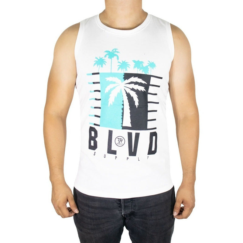 Tank Top Estampado Playa Para Hombre Paquete Armado
