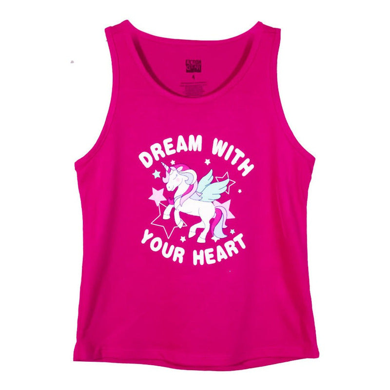 Tank Top Muscle Tee Estampado Para Niña