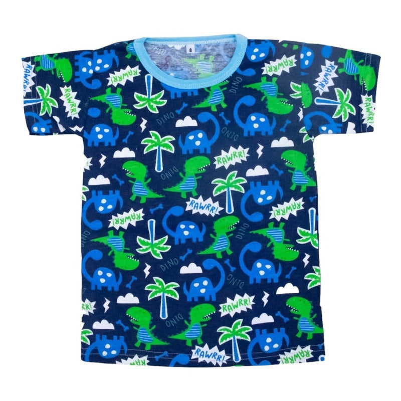 3 Playeras Estampado Dinos Para Niño